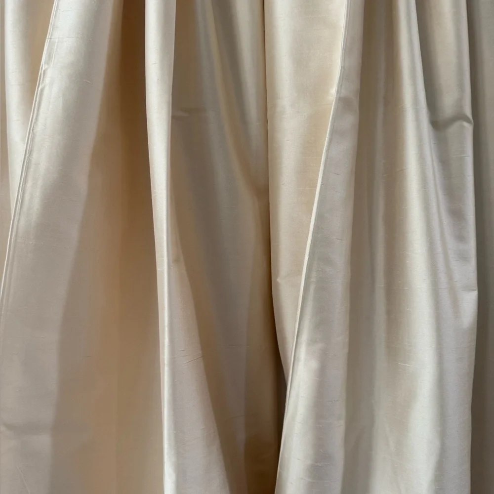 ETHAN ALLEN 100% SILK Two Lined Ivory Curtain Panels Drapes 50in x 95in
